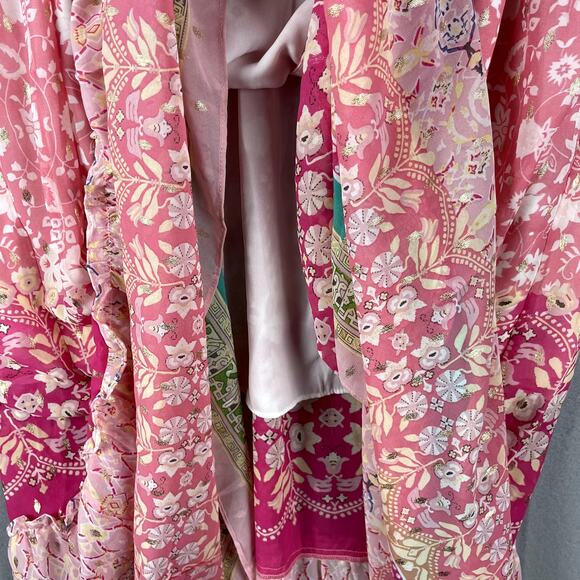 House of Harlow 1960 Floral Maxi Dress Womens Small Pink Metallic Colorful - Picture 8 of 16